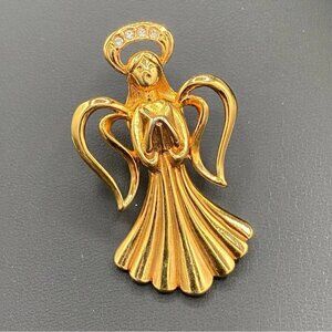 Avon Singing Angel in Gold Tone with Tack Pin Backing Vintage 1990s Avon